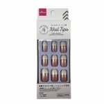 Daiso Nail tips (hand, half French glossy pink & white)