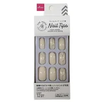 Daiso Nail tips (hand, silver line art white)